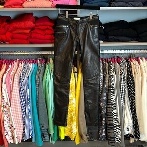 Cache black leather and ponte skinny pants size 0